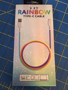 Rainbow 3 ft Type-C Cable - Multi-Color New